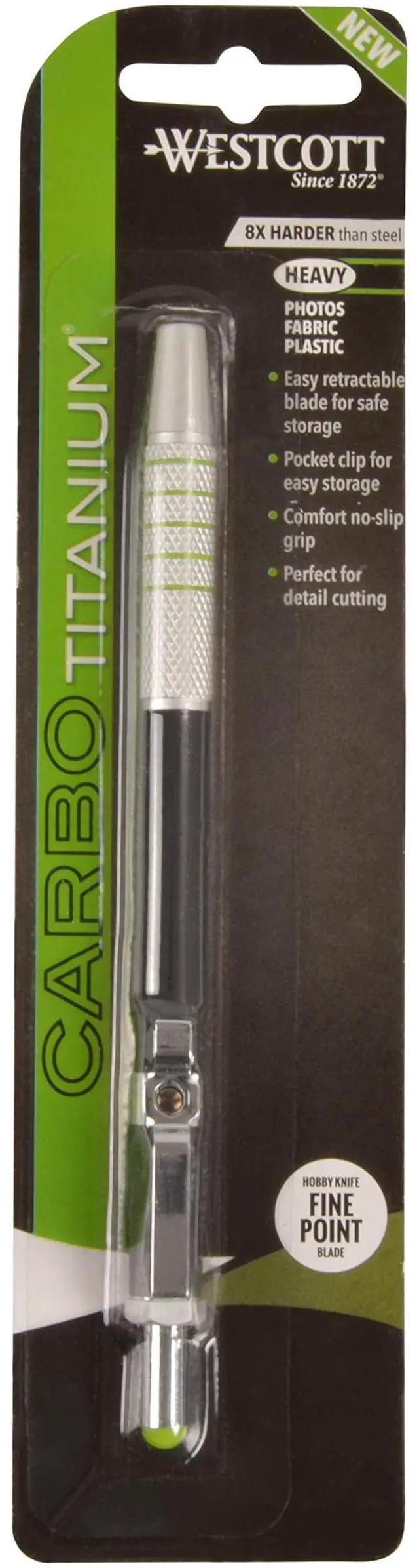 Alt view image 2 of 7 - 16963 Pen-Style Retractable CarboTitanium Bonded Hobby Knife, Silver