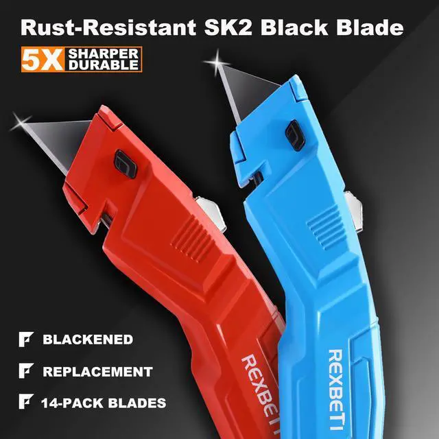 Alt view image 3 of 7 - 4-Pack Utility Knife, Heavy Duty Aluminum Shell Retractable Box Cutter for Cartons, Cardboard and Boxes, Extra 10 Blades Included