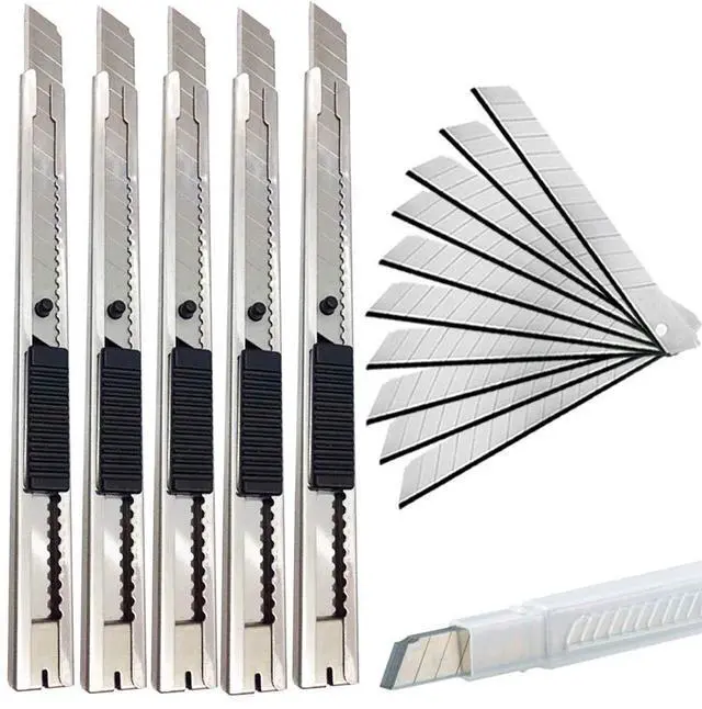 Main image of 9mm Snap Off Utility Knife 5 Pack High Hardness Retractable Box Cutters with Snap Off Blades,Art Craft Hobby Cutter 9mm Knife for Home Office Workstation