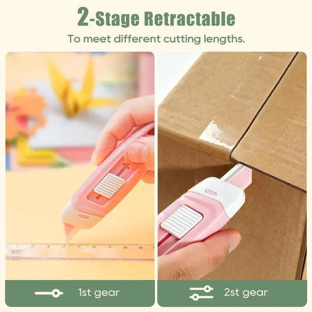 Alt view image 4 of 7 - 3-Pack Mini Ceramic Box Cutter, Retractable Utility Knife with Safety Lock & Keychain Hole, Magnetic Package Opener with Ceramic Blades for Home Office Shipping Packages (Multi)
