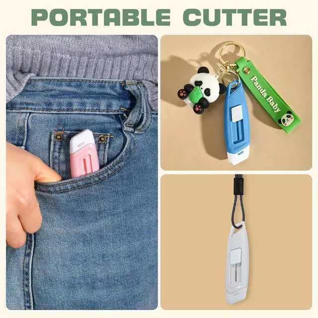 Alt view image 6 of 7 - 3-Pack Mini Ceramic Box Cutter, Retractable Utility Knife with Safety Lock & Keychain Hole, Magnetic Package Opener with Ceramic Blades for Home Office Shipping Packages (Multi)