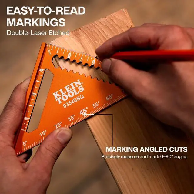 Alt view image 2 of 5 - 9354SSQ 4-1/2-Inch Trim Square, Aluminum Rafter and Carpenter Square with Dual Reference Base, Woodworking Scribe Tool with Preset Angle Guide, Carpenter Tools