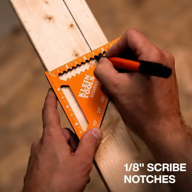 Alt view image 3 of 5 - 9354SSQ 4-1/2-Inch Trim Square, Aluminum Rafter and Carpenter Square with Dual Reference Base, Woodworking Scribe Tool with Preset Angle Guide, Carpenter Tools