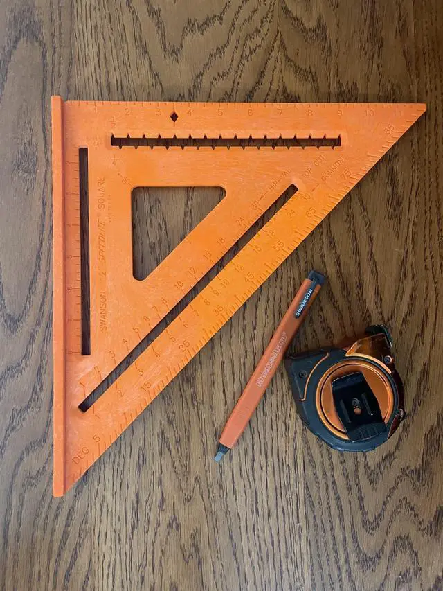 Alt view image 2 of 2 - T0701 12 inch Orange Composite Speedlite Speed Square Layout Tool, made of High Impact Polystyrene