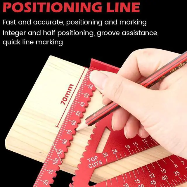 Alt view image 2 of 7 - 7 Inch Carpenter Square Aluminum Rafter Square for Woodworking, Precise Layout for Cabinetry, Tiling & DIY Great for Home Woodworkers (Red)
