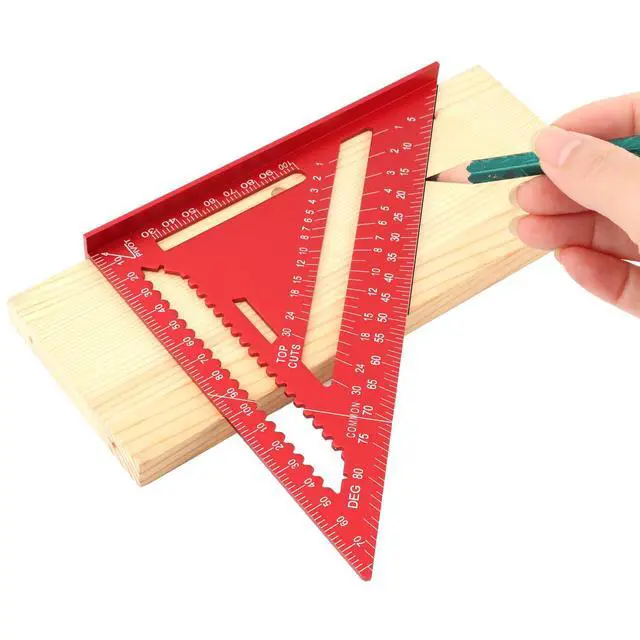 Alt view image 7 of 7 - 7 Inch Carpenter Square Aluminum Rafter Square for Woodworking, Precise Layout for Cabinetry, Tiling & DIY Great for Home Woodworkers (Red)