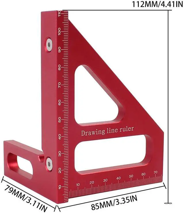 Alt view image 2 of 7 - 3D Multi-Angle Measuring Ruler,45/90 Degree Aluminum Alloy Woodworking Square Protractor,Drawing Line Ruler, Miter Triangle Ruler High Precision Layout Measuring Tool for Engineer Carpenter,R