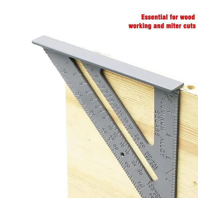 Alt view image 4 of 7 - 12 Inch Aluminum Rafter Square - Double-Sided Engraved Scales, Precision Carpentry Tool for Woodworking, Roof Pitch & Angle Marking