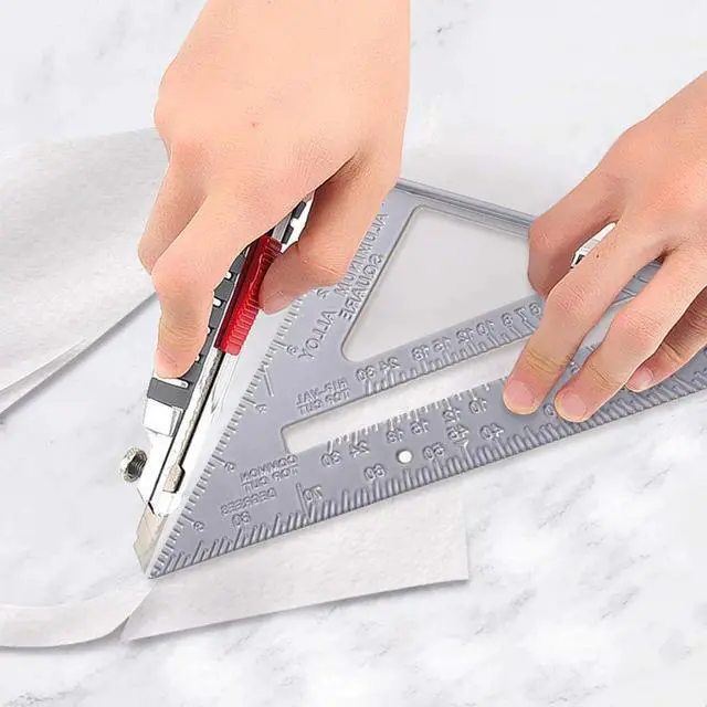 Alt view image 5 of 7 - 12 Inch Aluminum Rafter Square - Double-Sided Engraved Scales, Precision Carpentry Tool for Woodworking, Roof Pitch & Angle Marking