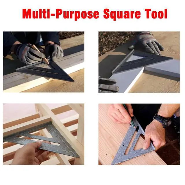 Alt view image 6 of 7 - 12 Inch Aluminum Rafter Square - Double-Sided Engraved Scales, Precision Carpentry Tool for Woodworking, Roof Pitch & Angle Marking