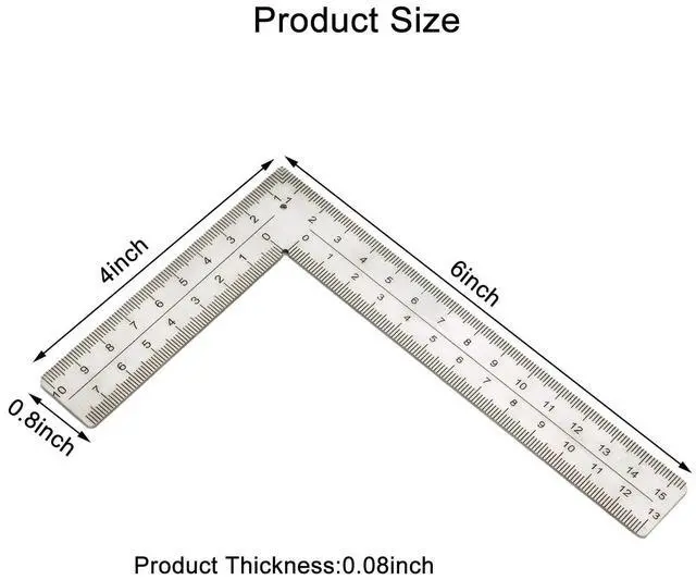 Alt view image 2 of 7 - Stainless Steel L Shaped Ruler,4 inch by 6 inch,Square Framing Measuring Tool for Engineer Carpenter