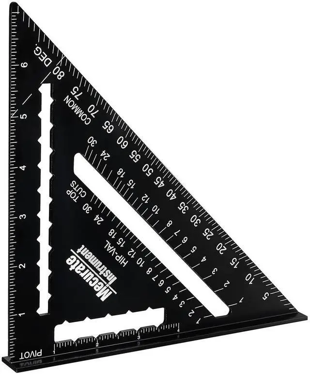 Main image of 7 Inch Heavy-Duty Aluminum Alloy Triangle Rafter Square, Durable Carpenter's Layout Tool with Easy-to-Read Scales for Angle Measurement, Marking & Cutting Guide