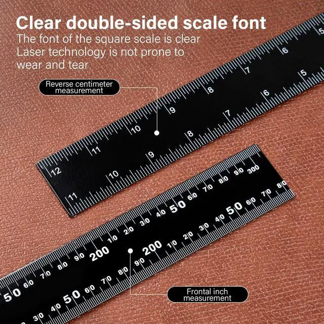 Alt view image 2 of 7 - Carpenter Square, L Square Ruler Framing Carpenters Square Stainless Steel Woodworking Square, Right Angle Ruler Combo Square (12 Inch*8 Inch)