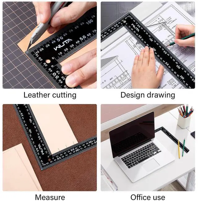 Alt view image 5 of 7 - Carpenter Square, L Square Ruler Framing Carpenters Square Stainless Steel Woodworking Square, Right Angle Ruler Combo Square (12 Inch*8 Inch)