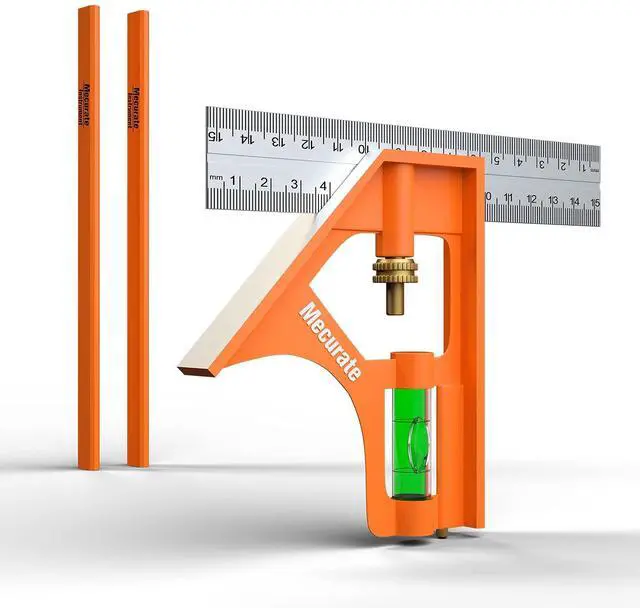 Main image of 6 Combination Square, 6 Inch 150mm Stainless Steel Combo Square for Accurate and Adjustable Woodworking Measurement with 2pcs Carpentery Pencils