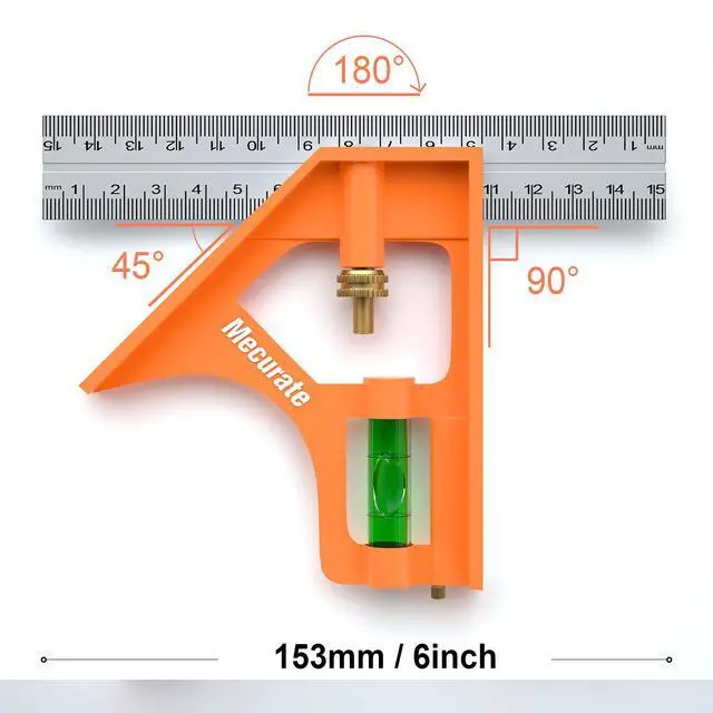 Alt view image 3 of 6 - 6 Combination Square, 6 Inch 150mm Stainless Steel Combo Square for Accurate and Adjustable Woodworking Measurement with 2pcs Carpentery Pencils