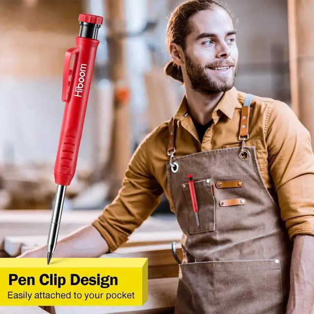 Alt view image 7 of 7 - 3 Pack Solid Carpenter Pencil with 21 Refill, Long Nosed Deep Hole Mechanical Pencil Marker with Built in Sharpener for Carpenter, Design Patent