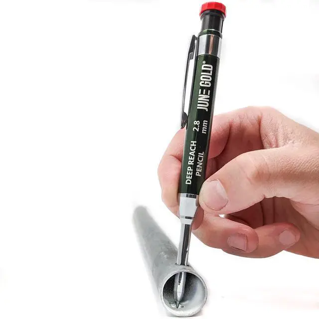 Alt view image 4 of 5 - 2.8 mm Deep Reach Metal Carpenter Pencil, 36 Colored Refills, 6 Colors, 40 mm reach, 6 mm width, Built-in Sharpener, Construction, Shop, Glass, Machine, Indoor, and Outdoor