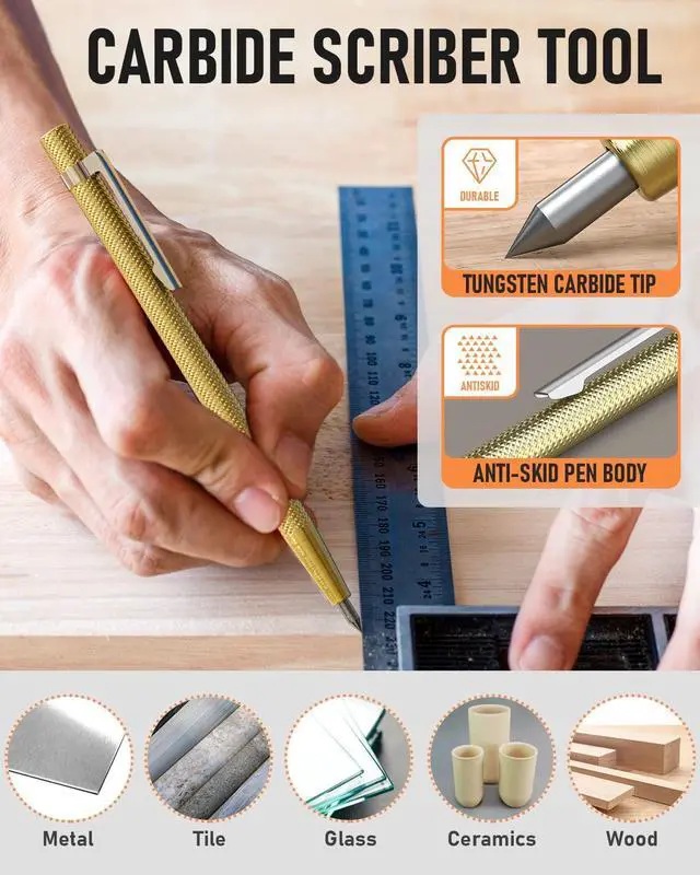 Alt view image 3 of 7 - 10 Pack Carpenter Pencils Mechanical, Construction Pencils with 21 Refill, Automatic Center Punch and Carbide Scribe Tool, Mechanical Pencil for Woodworking, Best Carpenters Marking Tool