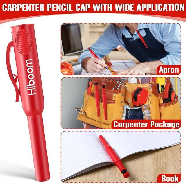 Alt view image 7 of 7 - 3 Pack Carpenter Pencils Set with 24 Refills, 2.8 mm Carpenters Mechanical Pencil Built in Sharpener Woodworking Marking Tool Solid Long Nosed Deep Hole Construction Pencil