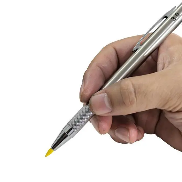 Alt view image 3 of 7 - 3.0mm Solid Mechanical Carpenter Pencils Set with Refills Woodworking Pencils Marker Marking Tools for Architect Construction(2pencil+2box lead) (silvery)