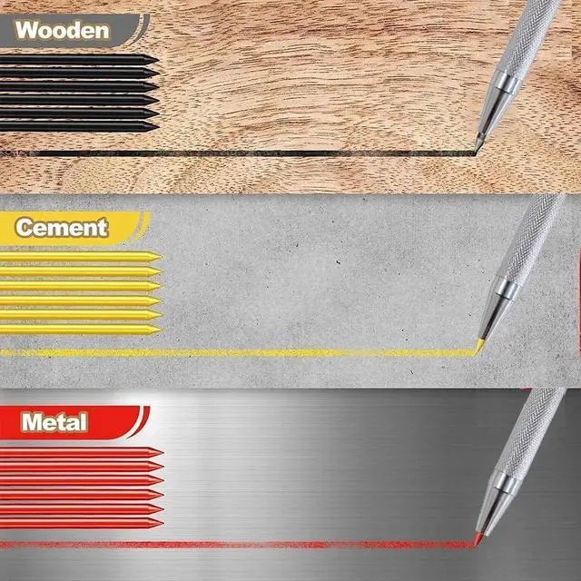 Alt view image 5 of 7 - 3.0mm Solid Mechanical Carpenter Pencils Set with Refills Woodworking Pencils Marker Marking Tools for Architect Construction(2pencil+2box lead) (silvery)