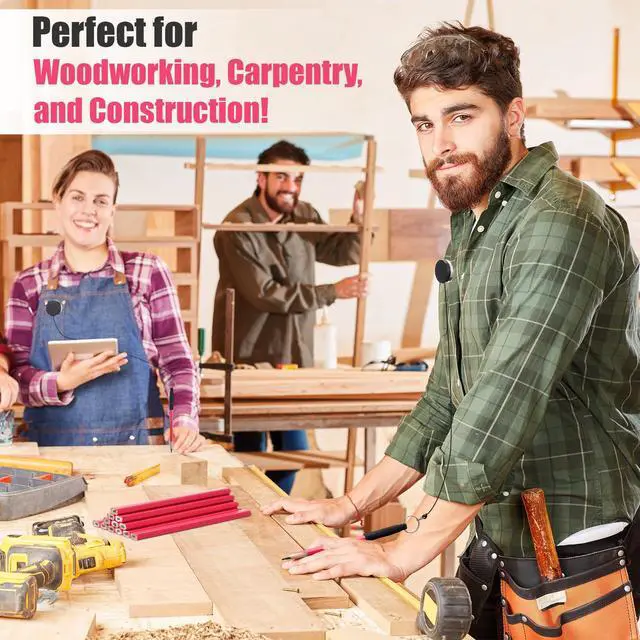 Alt view image 6 of 6 - 14 Pcs 7-Inch Carpenter Pencils Flat Octagonal Hard Black Woodworking Pencils Heavy Duty Construction Pens with Sharpener and Retractable Pull Pen Holder for Contractor Carpentry Marking