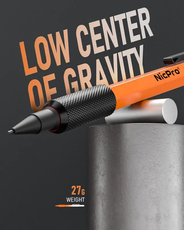 Alt view image 2 of 5 - 1.3 mm Mechanical Pencils Set with Lead Refill Black & Colors, Eraser - Orange Weatherproof Metal Heavy Duty Carpenter Pencil for Outdoor Marking Drafting Drawing Sketching Woodworking in Case