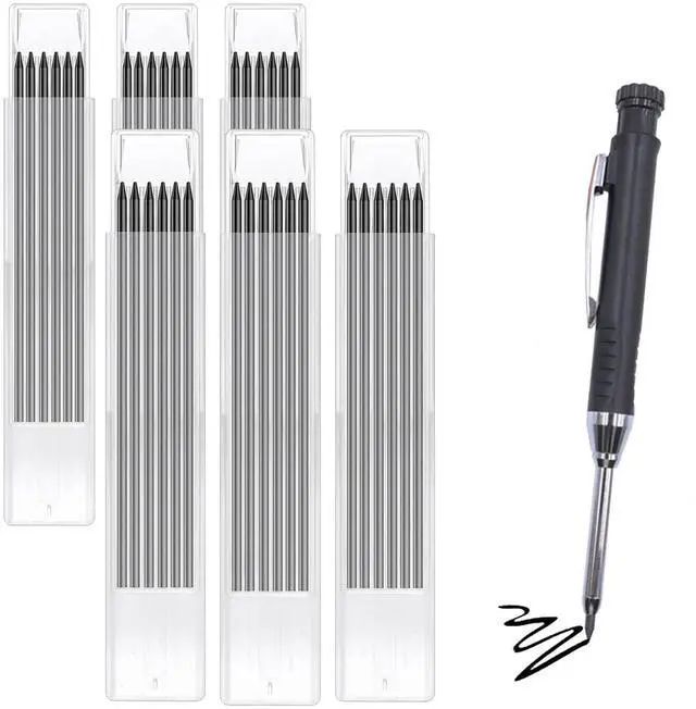 Main image of 36 Pencil Refill with 1 Solid Carpenter-Pencil, 2.8mm Waterproof Lead Refills Replacement, with Sharpener, Long Reach/Deep Hole/Long Nose for Architect &Carpenter Woodwork Construction Building