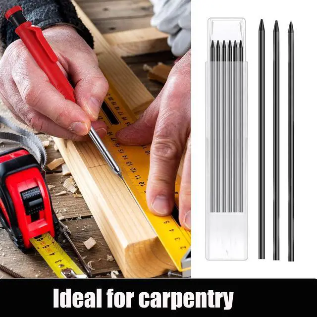 Alt view image 2 of 7 - 36 Pencil Refill with 1 Solid Carpenter-Pencil, 2.8mm Waterproof Lead Refills Replacement, with Sharpener, Long Reach/Deep Hole/Long Nose for Architect &Carpenter Woodwork Construction Building