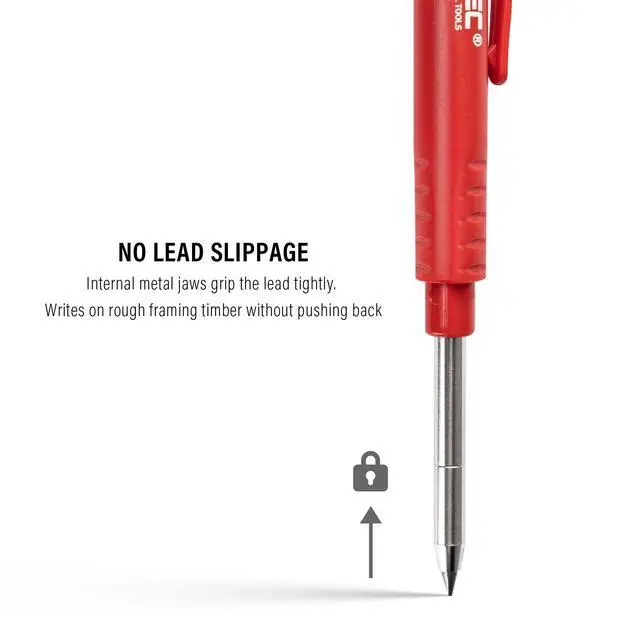 Alt view image 5 of 7 - 2-Pack Construction Pencil, Mechanical Carpenter Pencils with 7 Lead Refills, 2.8mm Heavy Duty Deep Hole Marker with Built-in Sharpener for Woodworking, Contractor & Electrician