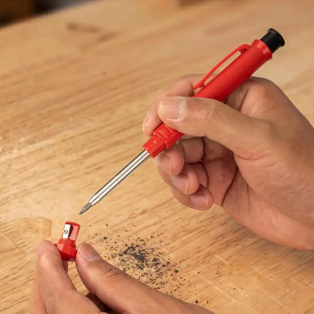 Alt view image 3 of 7 - 2-Pack Construction Pencil, Mechanical Carpenter Pencils with 7 Lead Refills, 2.8mm Heavy Duty Deep Hole Marker with Built-in Sharpener for Woodworking, Contractor & Electrician