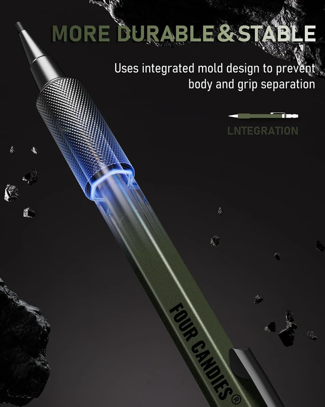 Alt view image 4 of 7 - 1.3mm Metal Mechanical Pencil Set with 72 Lead Refills, 3-Pack Weatherproof Body, Heavy Duty, 3 Erasers, 16 Eraser Refills, Storage Case for Outdoor Construction Woodworking Marking