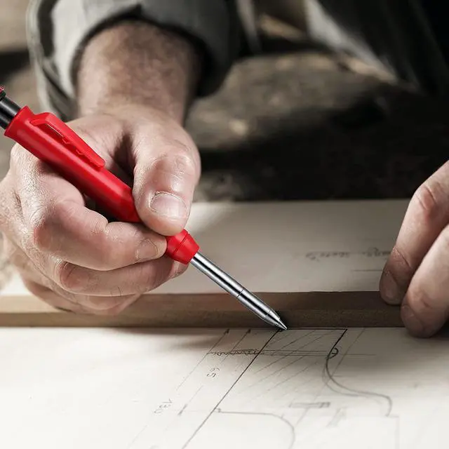 Alt view image 4 of 7 - Mechanical Carpenter Pencils Set, Solid Deep Hole Woodworking Pencils Marker Marking Tools, Built in Extended Needle-Nose Tipfor Construction Workers, Metal Work, Welders, Plumbers, Framers (6 PCS)