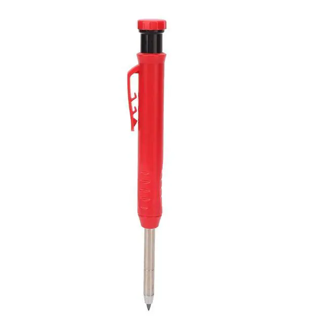 Alt view image 7 of 7 - Carpenter Pencils, Ergonomic Design Deep Hole Marker Carpenters Pencil Woodworking Pencil In built Sharpener for Metal Plastic Marking (Red)