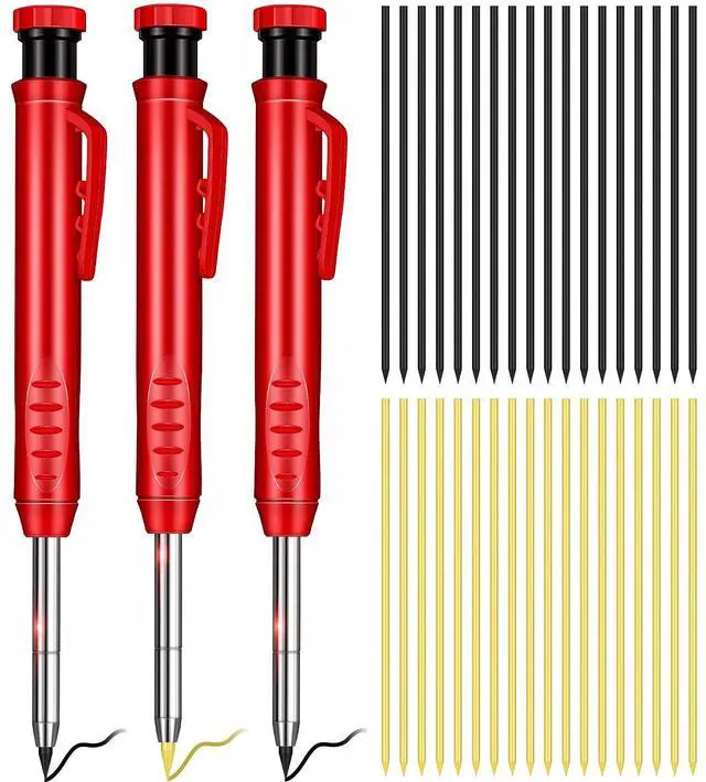 Main image of Solid Carpenter Pencil with Sharpener and Mechanical Pencils Woodworking Pencils for Wood Flooring Marker Carpenters Drawing Scriber Architect