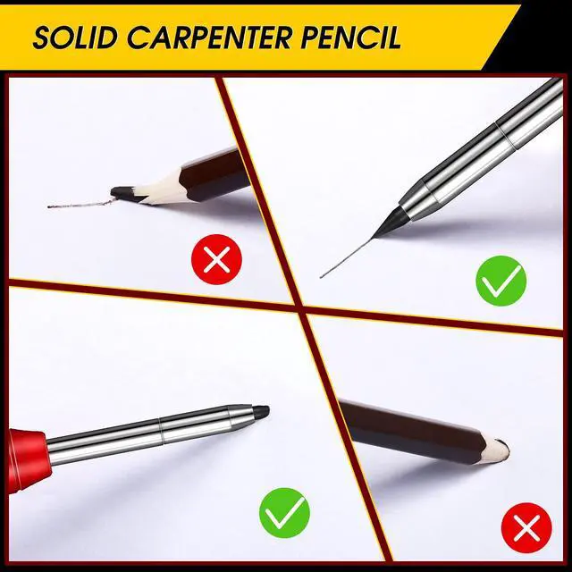 Alt view image 3 of 7 - Solid Carpenter Pencil with Sharpener and Mechanical Pencils Woodworking Pencils for Wood Flooring Marker Carpenters Drawing Scriber Architect
