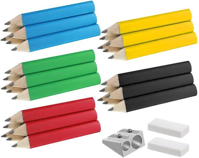 Main image of 30 Pcs Short Triangular Fat Pencils Bulk First Day of School 3.5 Inch Wooden Jumbo Pencils with Sharpener and 2 Erasers for Preschoolers, Kindergarten, Toddlers, Beginners(Vivid Colors)