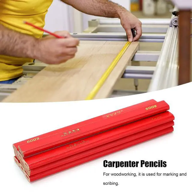 Alt view image 4 of 7 - Carpenter Pencils, 10Pcs Wood Marking Pencil with Red Lead for Woodworkers and Construction Workers, Oval Pine Construction Pencils for Framers, DIY, Craftsmen (1)