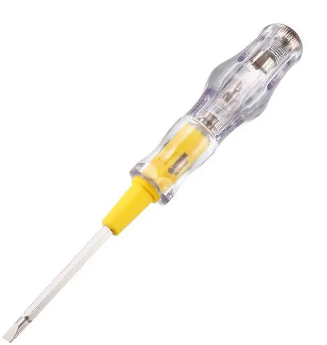 Main image of Voltage Tester Pen AC 100-500V with 3.5mm Slotted Phillips Screwdriver 151mm Length for Circuit Test, Clear and Yellow