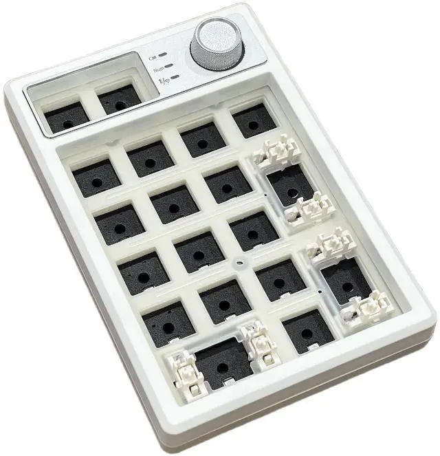 Main image of Wireless Mechanical Numpad Barebones Kit, Gasket Programmable Macro Numeric Keyboard DIY, 19-Key Custom Number Pad with Metal Volume Knob, Hot Swappable, RGB Backlit, NKRO for Win/Mac, White