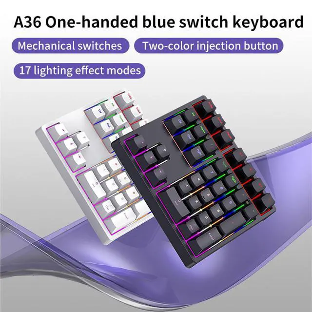 Alt view image 3 of 7 - Number Pad, Mechanical 34 Keys USB C Wired Numeric Keypad with RGB Backlit, Blue Switches, Plug and Play for Laptop and Desktop (Black)