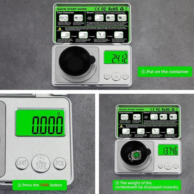 Alt view image 6 of 6 - High Precision Mg Scale 100g/0.001g, Pocket Digital Milligram Scale, Small Gram Jewelry Scale, Coin Scale with 50g Calibration Weight for Gold/Silver/Gems/Powder Medicine Benechef