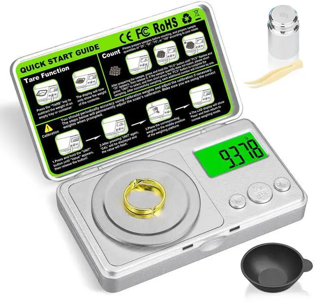 Main image of High Precision Mg Scale 100g/0.001g, Pocket Digital Milligram Scale, Small Gram Jewelry Scale, Coin Scale with 50g Calibration Weight for Gold/Silver/Gems/Powder Medicine Benechef