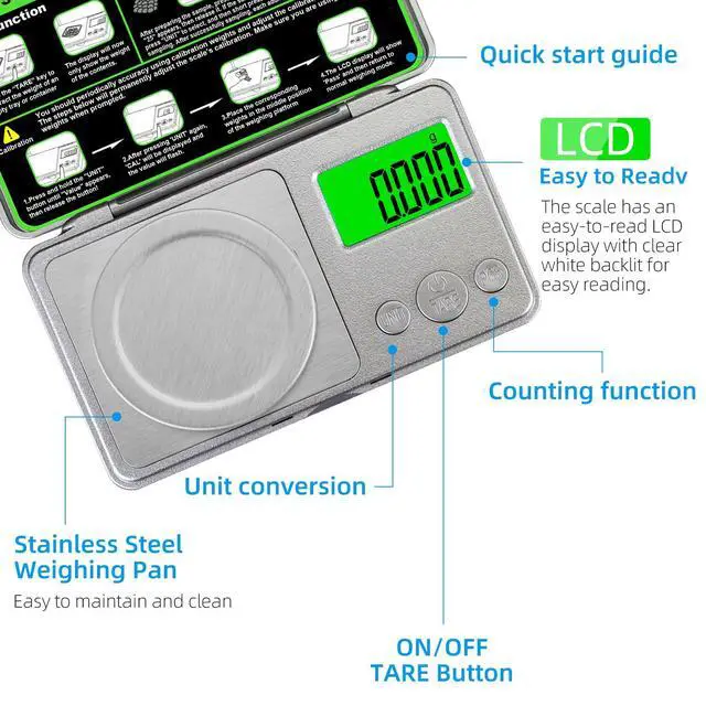 Alt view image 4 of 6 - High Precision Mg Scale 100g/0.001g, Pocket Digital Milligram Scale, Small Gram Jewelry Scale, Coin Scale with 50g Calibration Weight for Gold/Silver/Gems/Powder Medicine Benechef