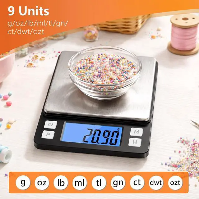 Alt view image 7 of 7 - 0.01g High Precision Jewelry Scale, 1000g Digital Gram Scale with Hold, Tare & Counting Function, Small & Portable Design for Gold, Bullion, Coins, Gemstones & Crafts, Black