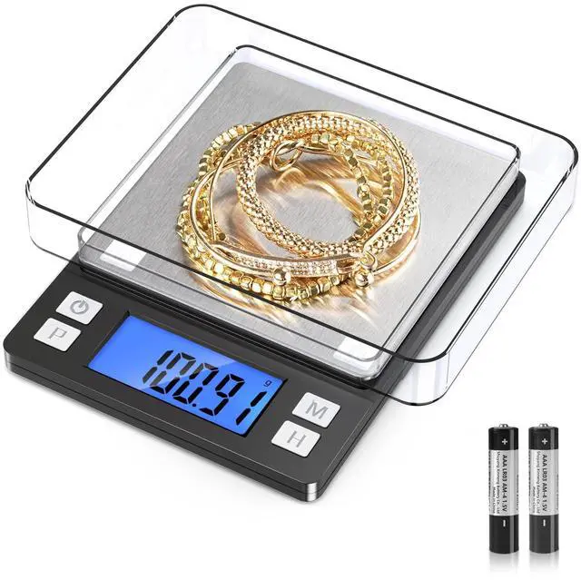 Main image of 0.01g High Precision Jewelry Scale, 1000g Digital Gram Scale with Hold, Tare & Counting Function, Small & Portable Design for Gold, Bullion, Coins, Gemstones & Crafts, Black