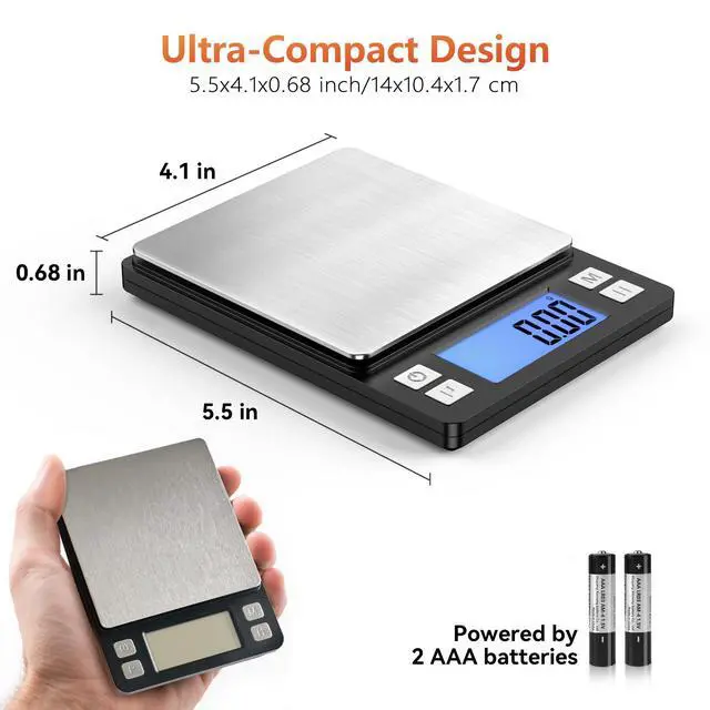 Alt view image 3 of 7 - 0.01g High Precision Jewelry Scale, 1000g Digital Gram Scale with Hold, Tare & Counting Function, Small & Portable Design for Gold, Bullion, Coins, Gemstones & Crafts, Black