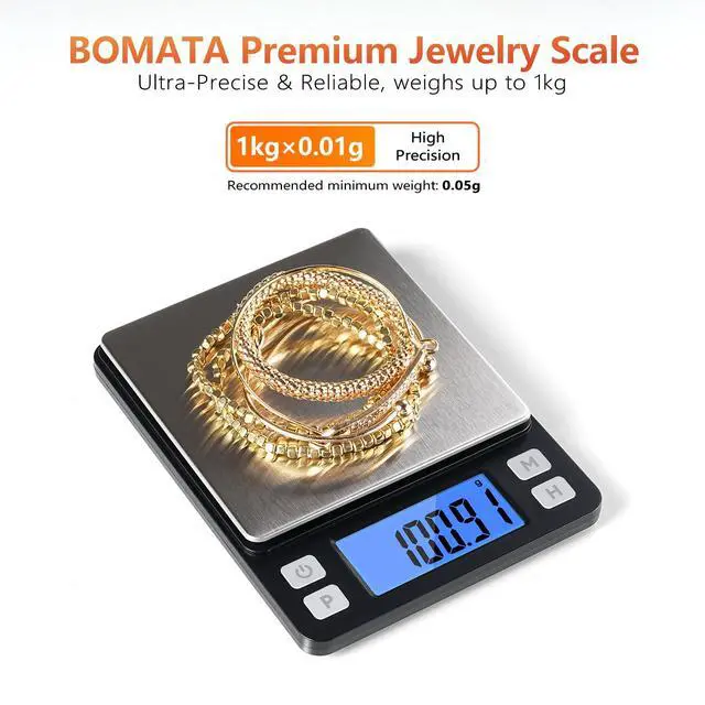 Alt view image 2 of 7 - 0.01g High Precision Jewelry Scale, 1000g Digital Gram Scale with Hold, Tare & Counting Function, Small & Portable Design for Gold, Bullion, Coins, Gemstones & Crafts, Black