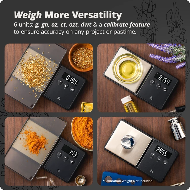 Alt view image 4 of 6 - Precision Pocket Scale, 300g x 0.01g Digital Milligram Scale | Gram Scale for Jewelry, Coins, Herbs & Powders, Six Weighing Units, Piece-Counting Mode & Lid That Doubles as a Weighing Tray